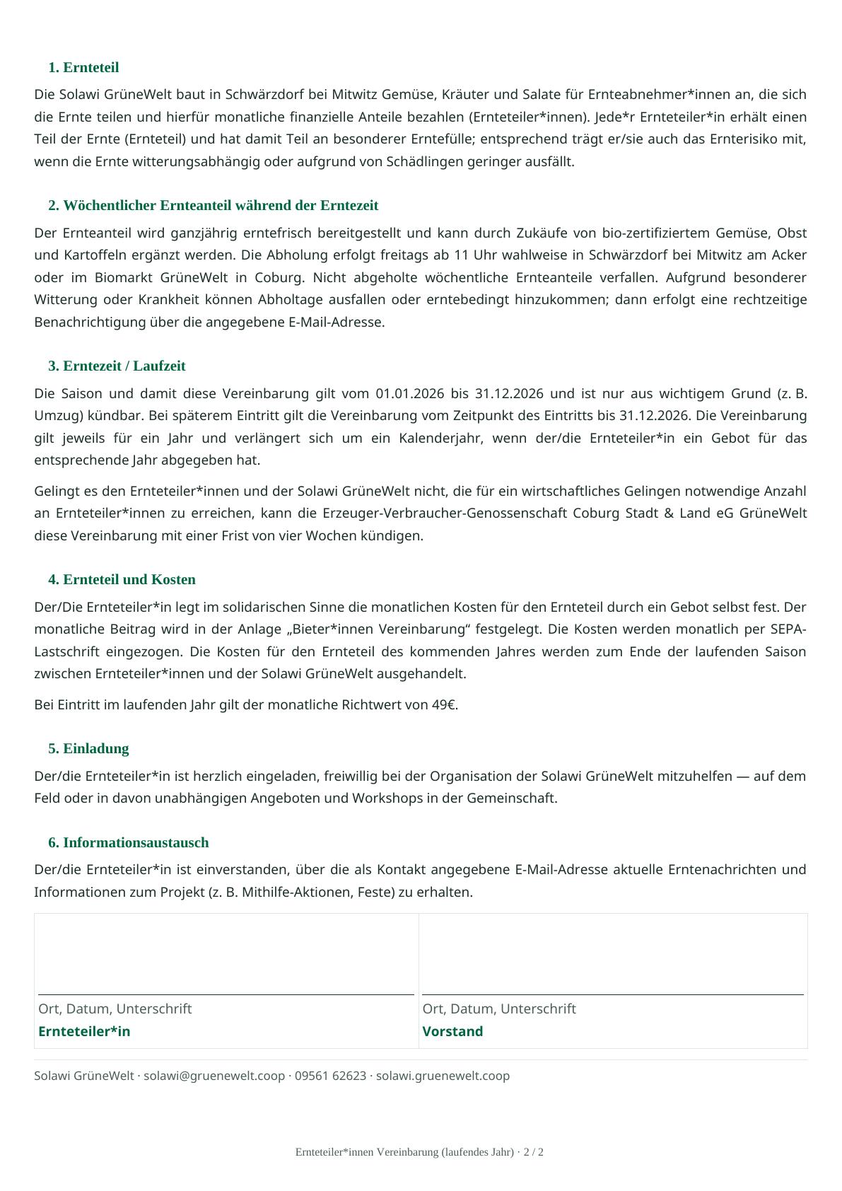 Ernteteiler-Vereinbarung 2026 — Seite 2
